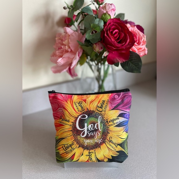 Make-up-Tasche SunflowerGod – 24,6 X 17,8 Cm, Aus Baumwolle & Leinen, Mit Reißverschluss, Doppelseitig Bedruckt